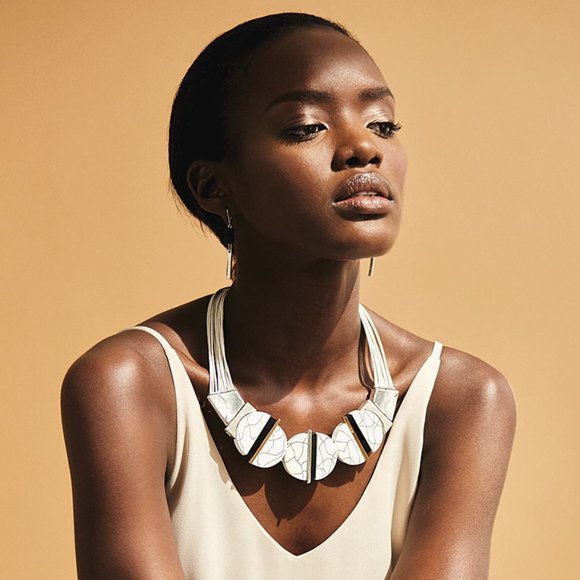 Anne Marie Chagnon Artisan ModernistNecklace VICTORIA White